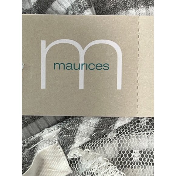Sleeveless Striped Top With Lace Details By Maurices Medium Size White & Gray Co - Picture 7 of 9